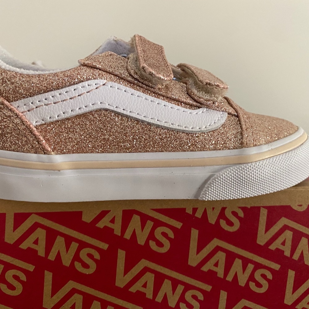 Rose gold glitter vans toddler size 7